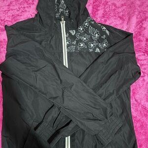Black Floral Windbreaker Jacket
